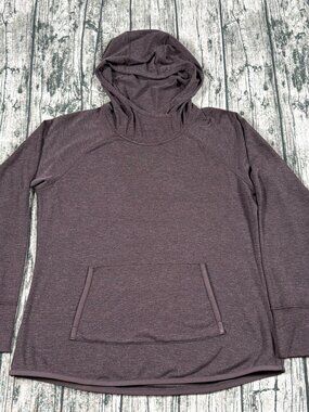 Kuhl Pullover Hoodie Women's M Heathered Plum Thumbhole Cuffs Kangaroo Pocket